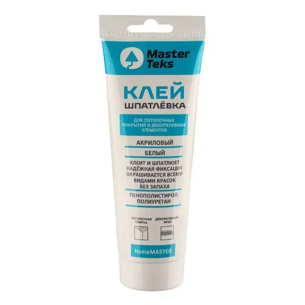 Клей-Шпатлевка акриловый MasterTeks HomeMaster для потолочных покрытий и декоративных элементов 400гр(тюбик), белый