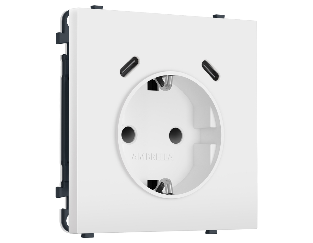 MS130510 Комплект механизма электрической розетки SIGMA Белый матовый 2USB С+C 20W (быст. зар.) с/з с/ш 16A-250V QUANT PRO (SP1305, PR165)