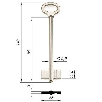 Сувальдный ключ ZT3D – заготовка 15406