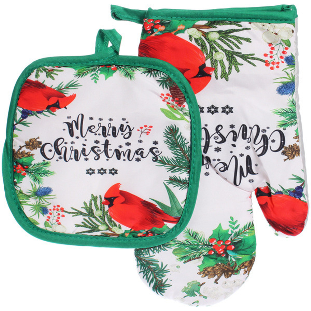 Прихватка в наборе с варежкой «Свиристель», 17,5*17,5 см и 27*17 см