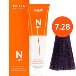 OLLIN PROFESSIONAL N-JOY - перманентная крем-краска для волос, 7/28 русый фиолетово-синий, 100 мл