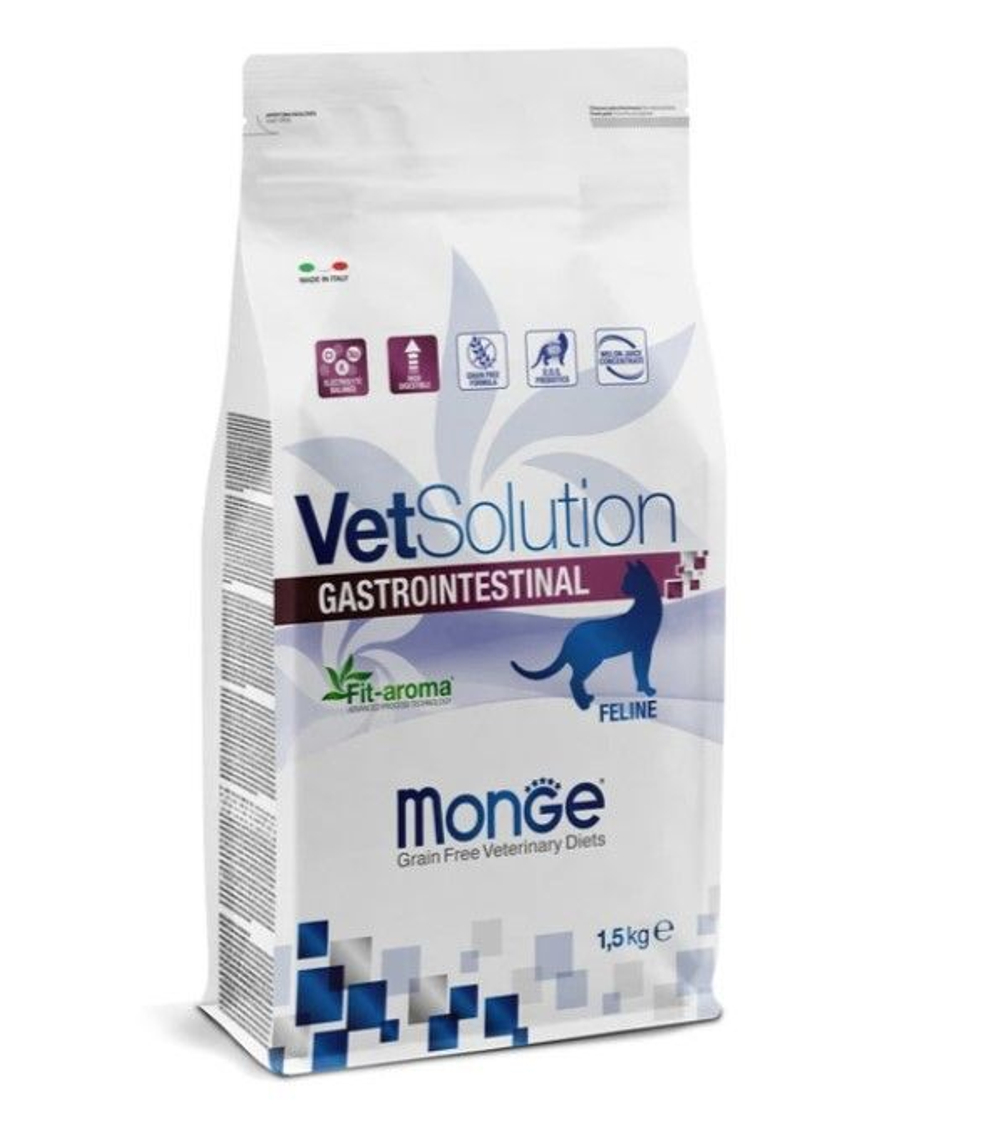 Ветеринарная диета Monge VetSolution Cat Gastrointestinal гастро интестинал для кошек при заболеваниях ЖКТ 1,5 кг