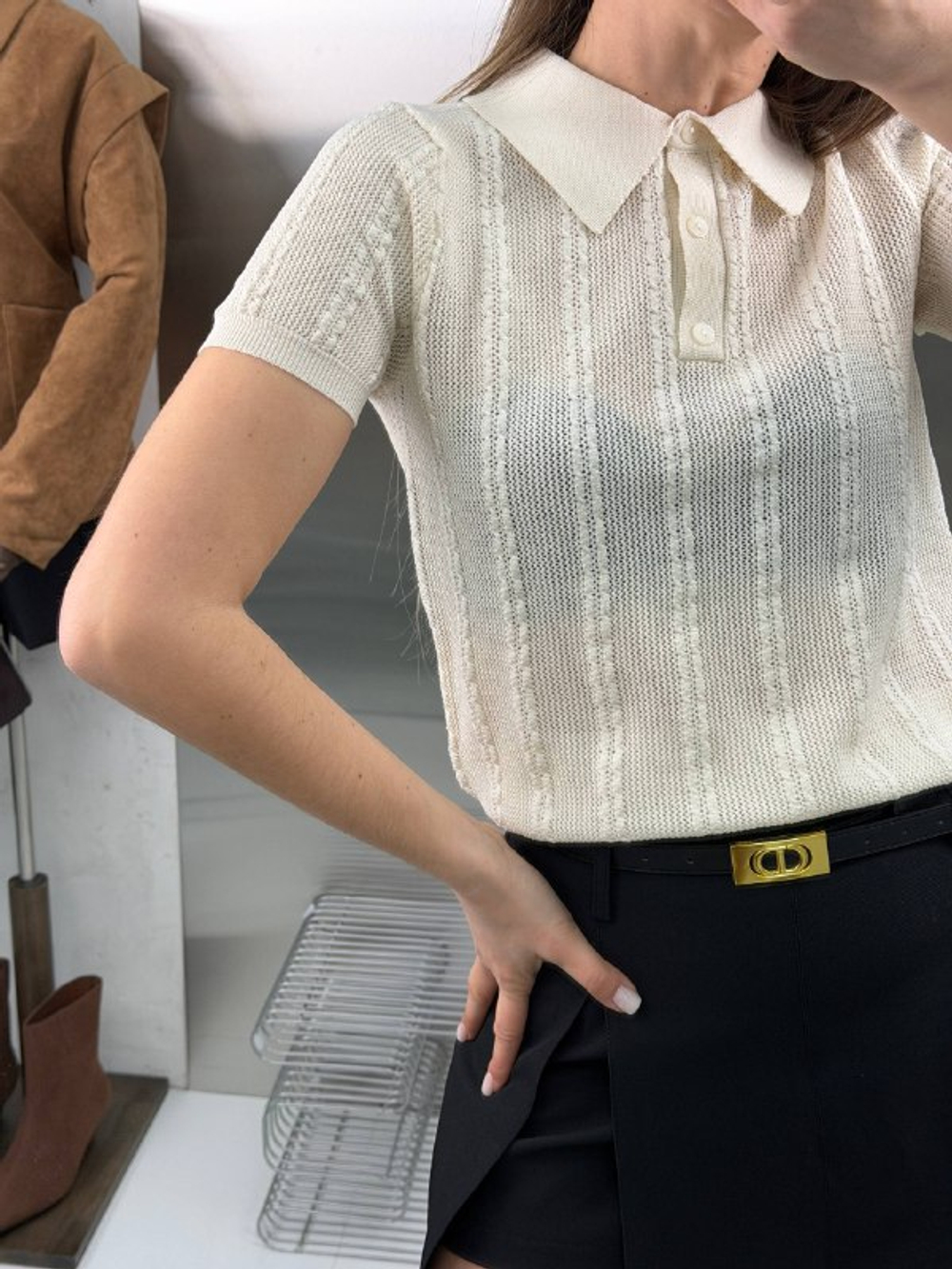 Футболка-поло женская арт. 0201 цвет "бежевый"