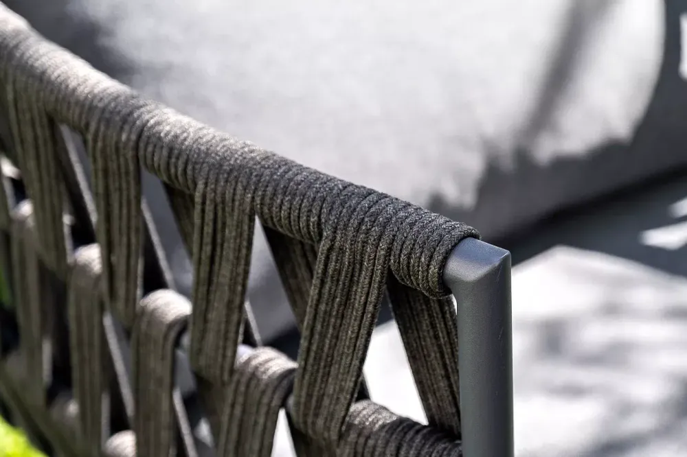 "Диего" лаунж-зона 4-местная плетеная из роупа (веревки), каркас алюминиевый темно-серый, роуп темно-серый