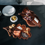 Набор деревянных менажниц из кедра для подачи блюд и закусок "листья". MGN8