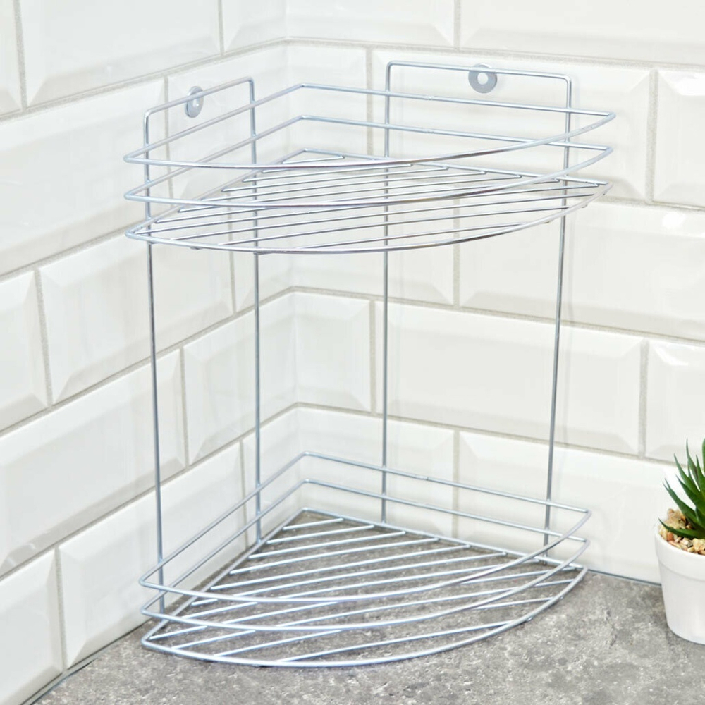 Полка 2-х ярусная угловая 270*200*300мм, хром