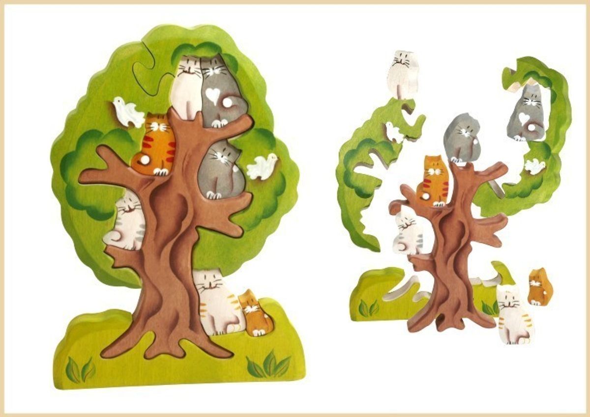 Пазл "Кошки на дереве" Сказки дерева
