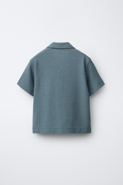 ZARA РУБАШКА С ОТЛОЖНЫМ ВОРОТНИКОМ, ЗЕЛЕНОВАТО-СИНИЙ