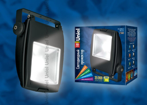 ULF-S02-10W/NW IP65 110-240В Прожектор светодиодный. Корпус черный. Цвет свечения белый. Степень защиты IP65. Картонная упаковка