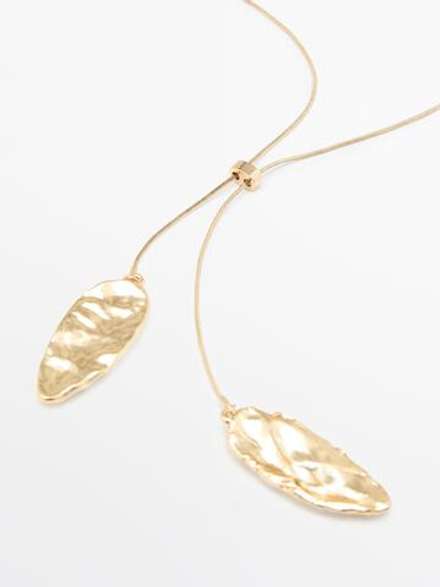 Massimo Dutti Регулируемое колье с рельефными элементами, золотистый