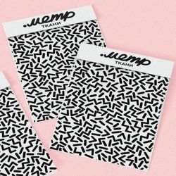 Ткань ниагара черные детальки и буквы