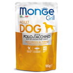 Влажный корм Monge Dog Grill для собак с курицей и индейкой, паучи 100 г - 24 шт