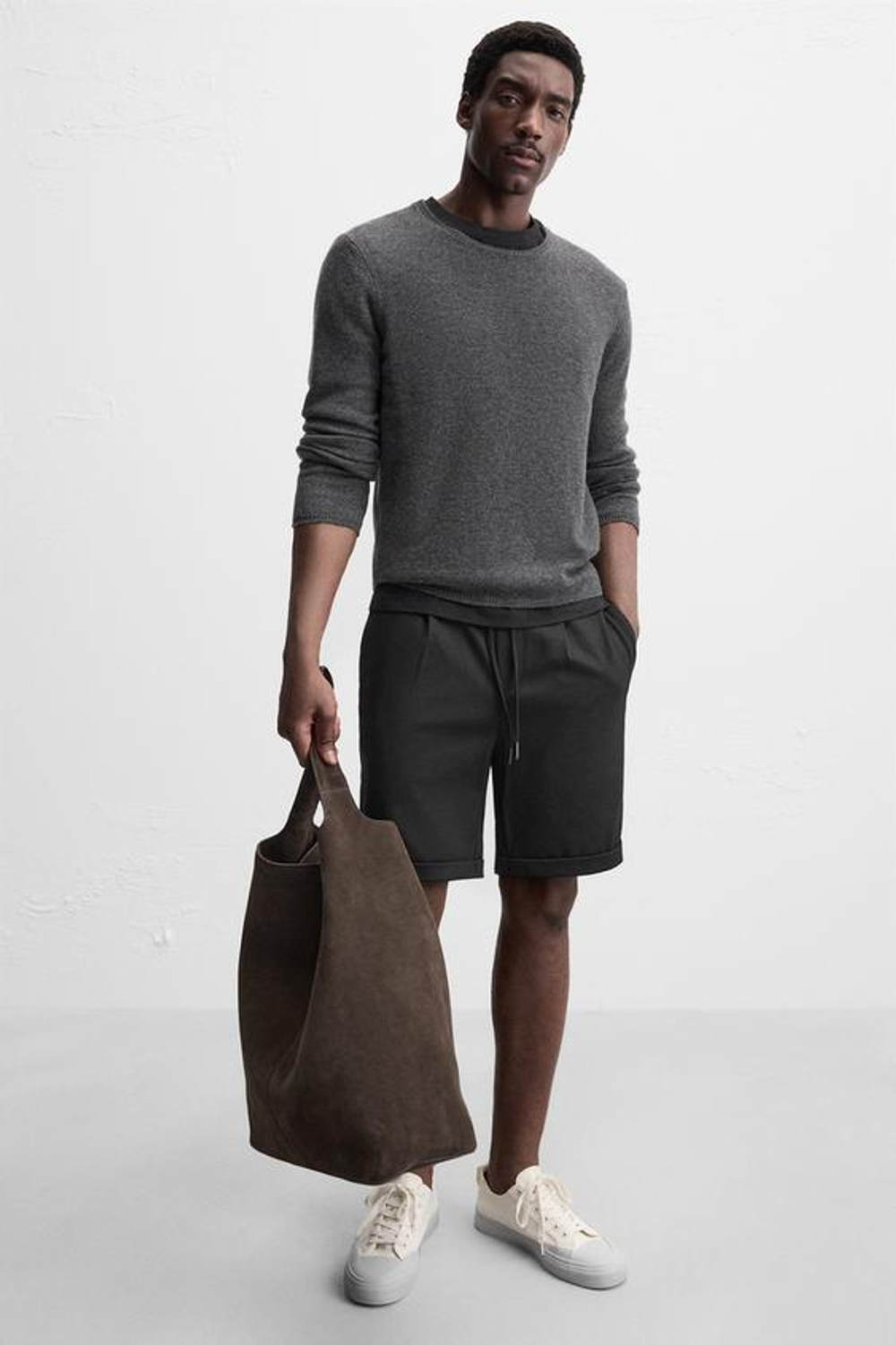 ZARA КОМФОРТНЫЕ ШОРТЫ-БЕРМУДЫ, ЧЕРНЫЙ