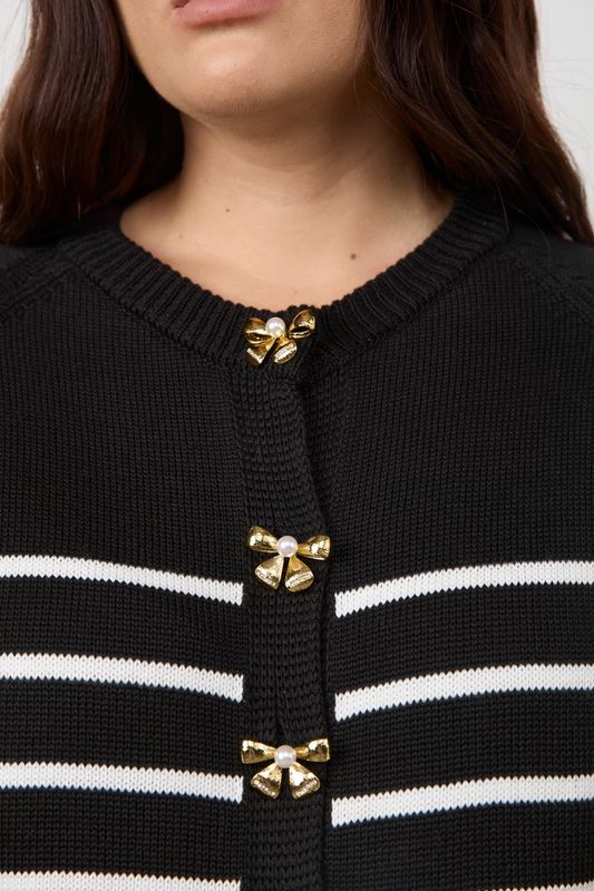 Кардиган вязаный в полоску, черно-белый