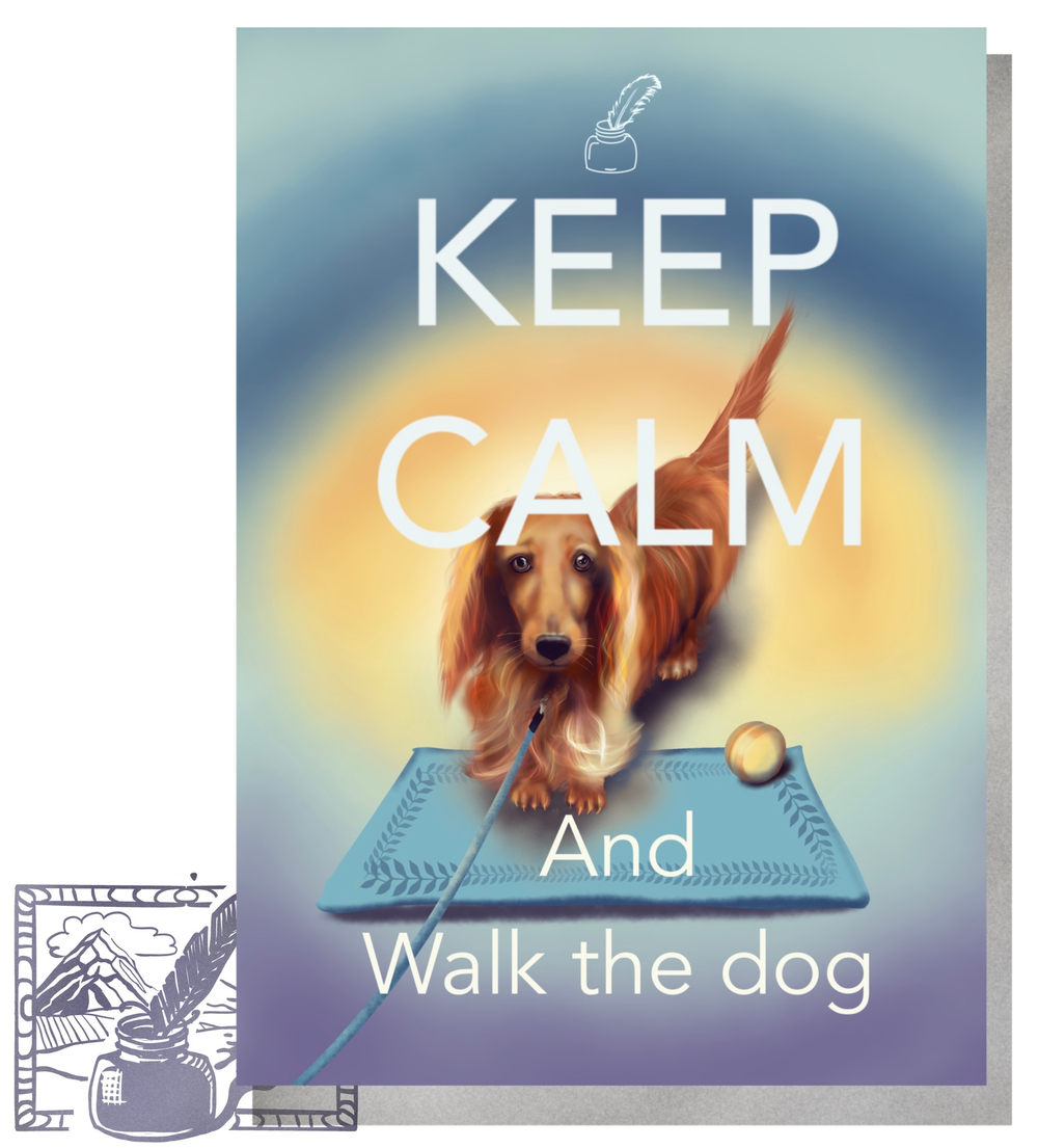 Открытка почтовая. Keep calm and walk the dog.
