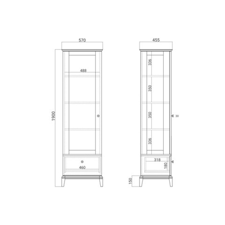Узкая витрина CR161/2