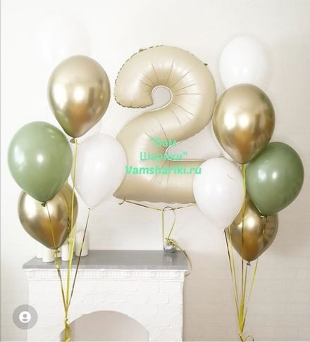 Набор шаров "Кремовый, эвкалипт и золото"