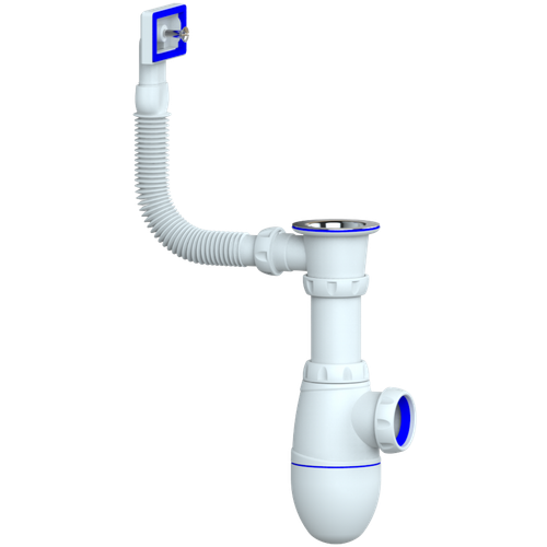 Сифон Ани 3 1/2"*40 прямоточный с круглым пер.мойки, с гиб. гофротрубой 40*40/50 (гравировка VIGRO)