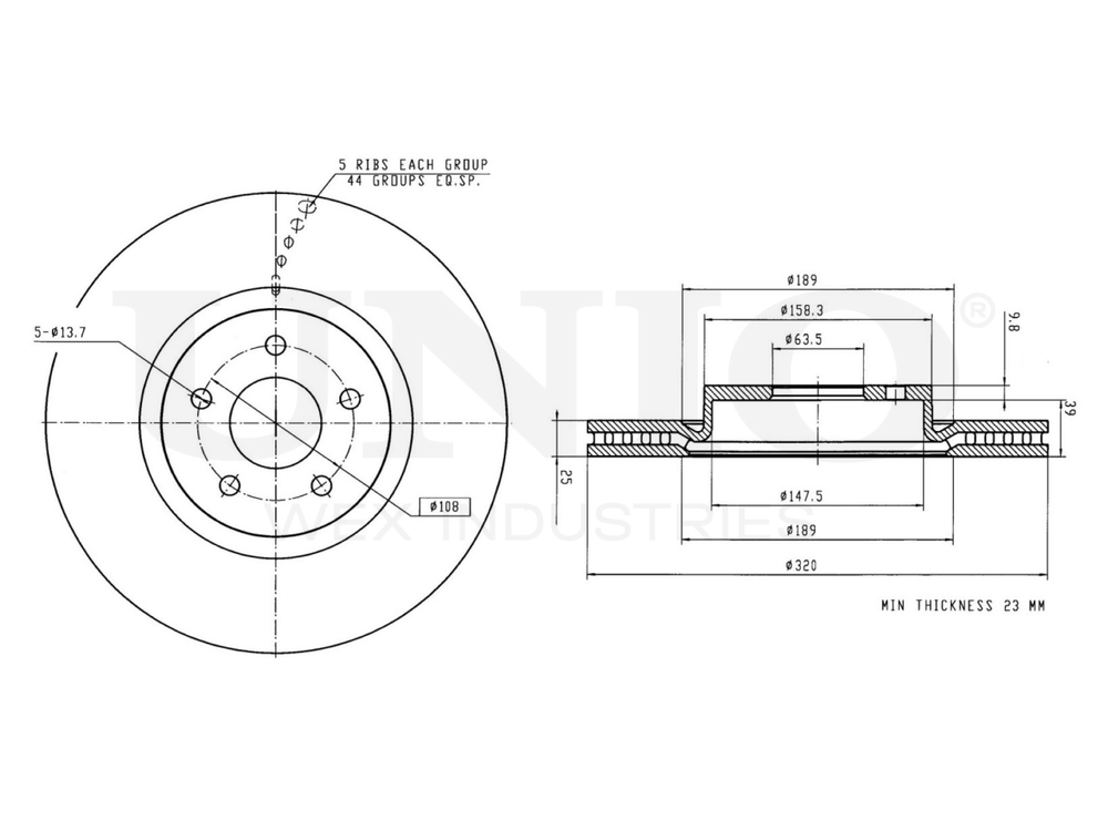 Диск тормозной передний UNIO BRD-20322