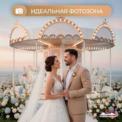 Электрическая свадебная карусель «Шарм» с LED-подсветкой, 16 мест