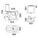 Унитаз-компакт "Best Comfort Sea" (а/вспл,гор,ниж,2кн.Oliveira,бирюз дюро м/лифт,clip up) (S Luxe)