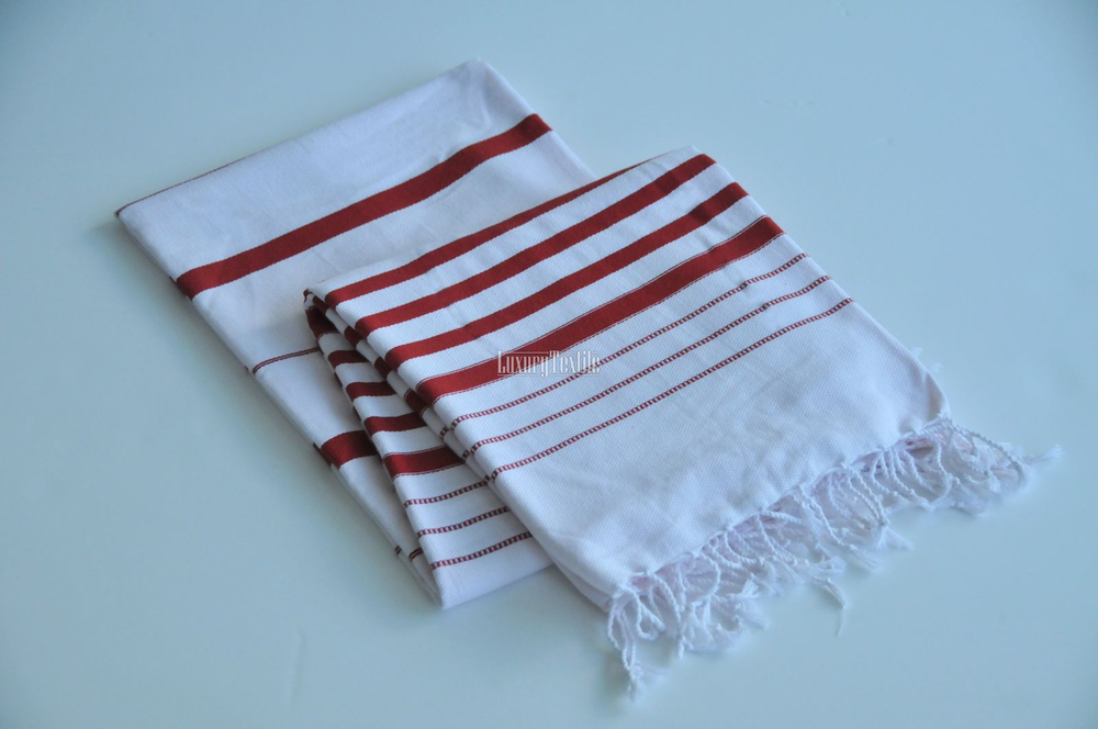 Банная простыня-пештемаль 100x180 Hamam Marine с красной полосой фото