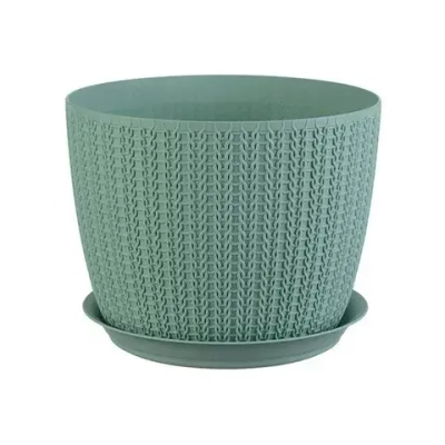 Кашпо ВЯЗАНИЕ D180мм 2,8л с поддоном Фисташковый 0,14,18х0,18м (комплект 12 шт)