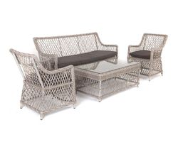 "Асти" лаунж-зона из искусственного ротанга на 4 персоны, цвет бежевый