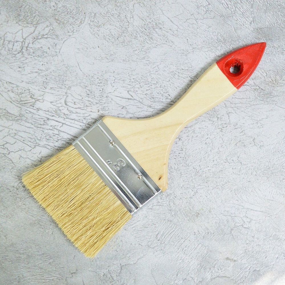 Кисть плоская 3" 75мм искусственная щетина, деревянная ручка
