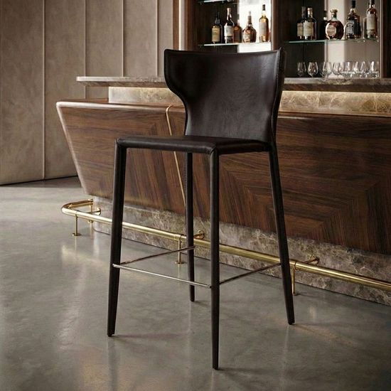 Стул полубарный Austin, кожа коричневый