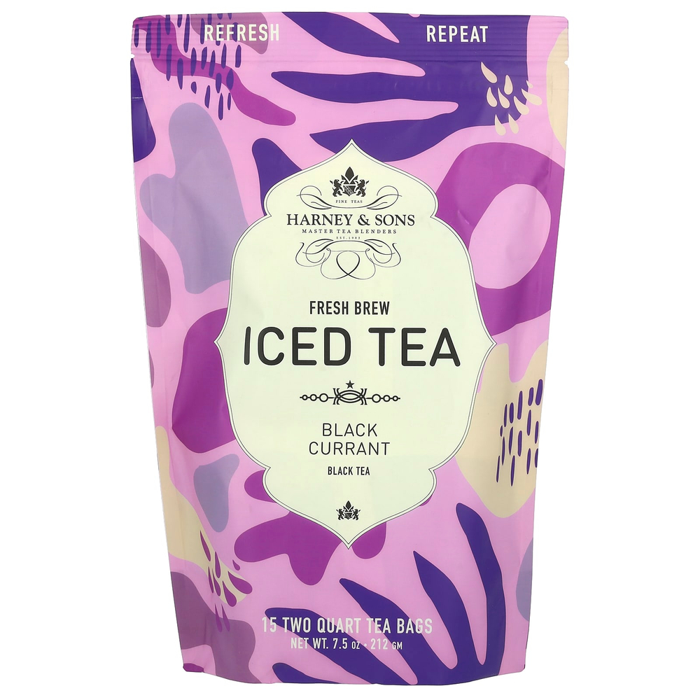 Harney & Sons, Fresh Brew Iced Tea, чай со льдом из черной смородины, 15 чайных пакетиков, 212 г (7,5 унции)
