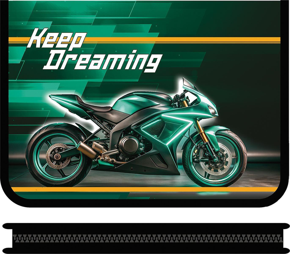 Папка д/тетрадей А4 молния вокруг, печать на пластике 325/230/25 "Мотоцикл мечты 2025" (Пчелка)