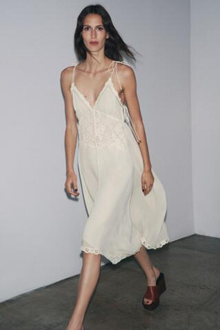 ZARA АСИММЕТРИЧНОЕ ПЛАТЬЕ — ZW COLLECTION, ЭКРЮ