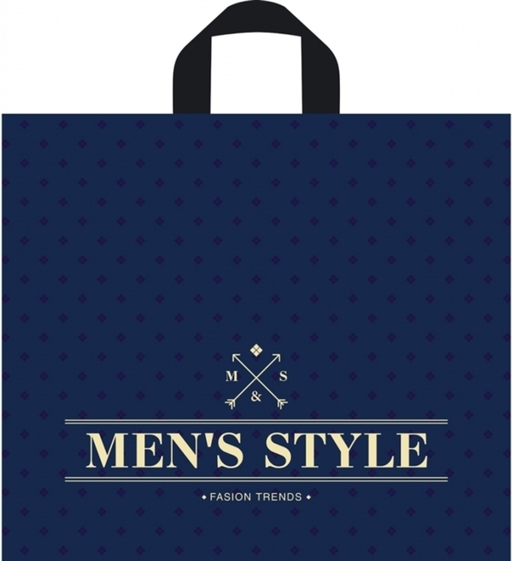 Пакет ПЭ с петлевой ручкой 34х40+6см (70) (Менс стиль синий) Тико (х50/300)