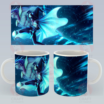 Кружка "Невероятные приключения ДжоДжо - Джотаро Куджо на синем фоне"