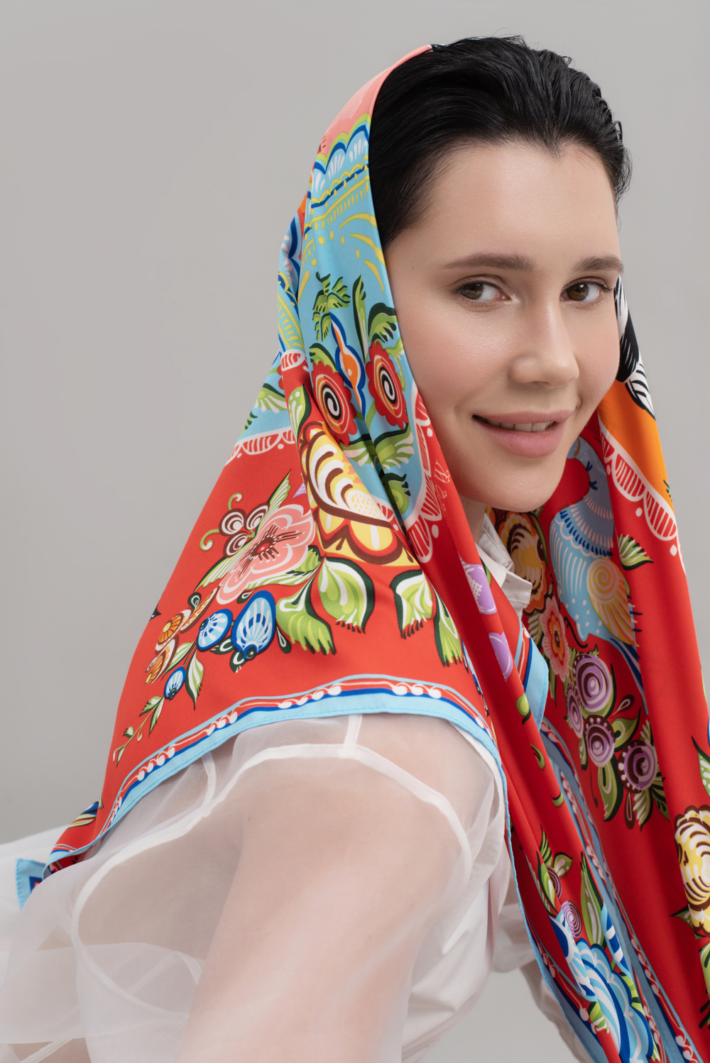 Платок «Городецкая роспись»