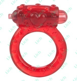 Красное эрекционное кольцо на пенис с вибрацией LOVE STUFF