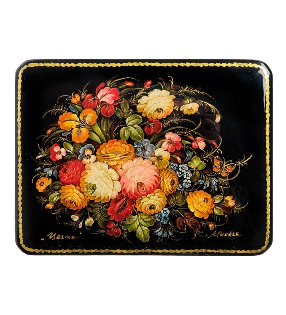 ШК-19/ 9-G Шкатулка в технике декупаж «Цветы» (10х8х3,5)