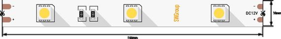 Светодиодная лента SWG 7,2W/m 30Led/m 5050SMD теплый белый 5M SWG530-12-7.2-WW-М 009260