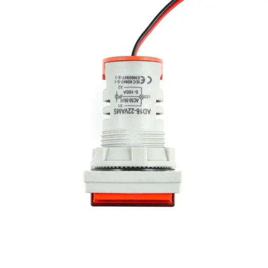 Цифровой панельный вольтметр/амперметр AD16-22VAMS 0-100 А квадратной формы, красный