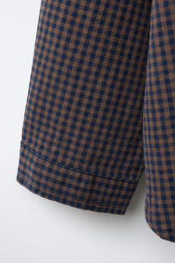 ZARA РУБАШКА В КЛЕТКУ ВИШИ, КОРИЧНЕВО-СИНИЙ