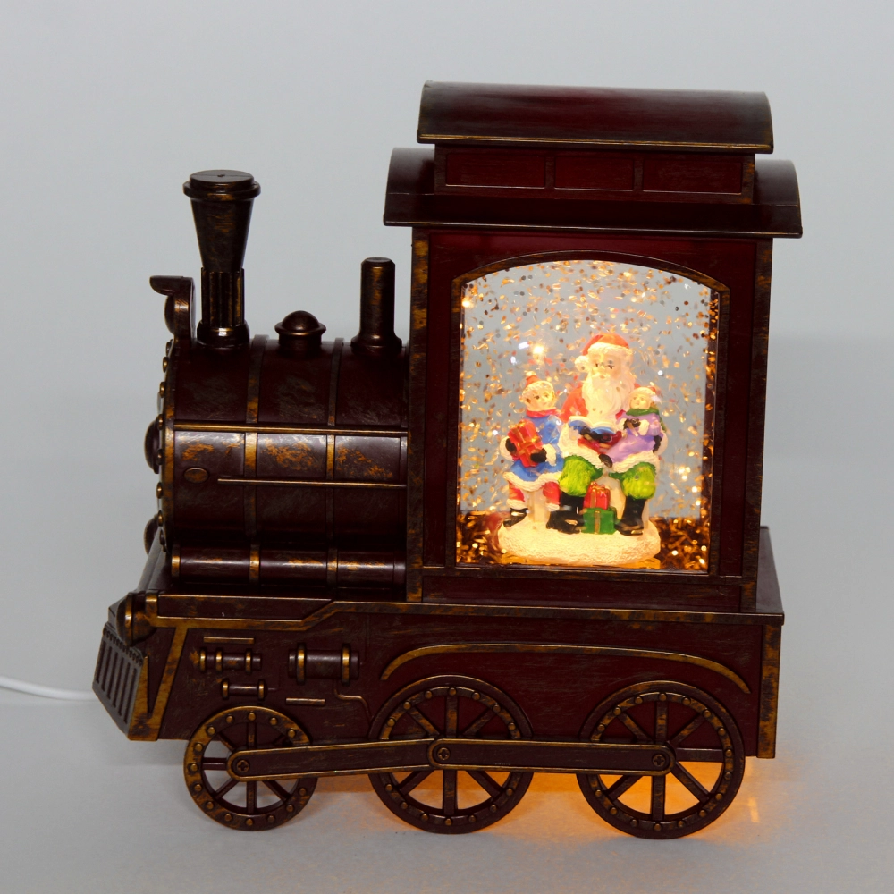 Сувенир с подсветкой «Паровозик новогодний» 16*6.5*17 см, цвет микс (питание от USB и батареек)
