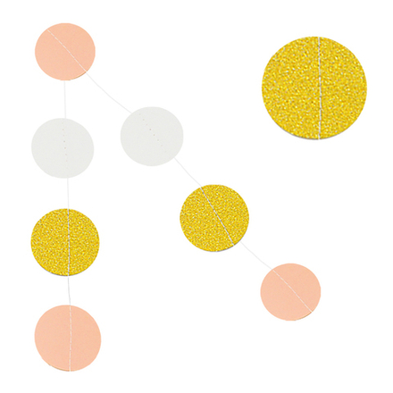 Гирлянда 2,5 м "Круги Микс" Золото, нежно-розовый, белый / 1 шт. / (Китай)