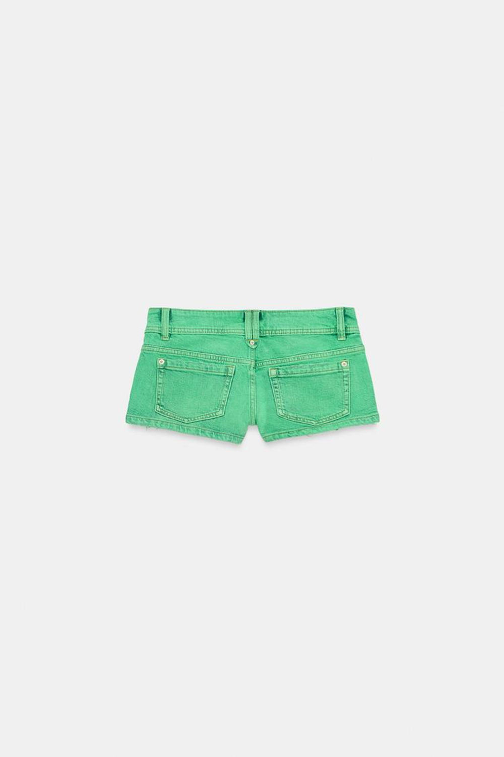 ZARA ДЖИНСОВЫЕ МИНИ-ШОРТЫ TRF С НИЗКОЙ ПОСАДКОЙ, ЗЕЛЕНЫЙ