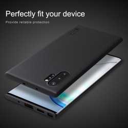 Тонкий жесткий чехол черного цвета от Nillkin для Samsung Galaxy Note 10+ и Note 10+ 5G, серия Super Frosted Shield