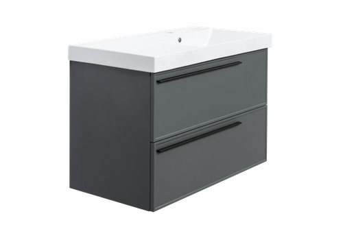 Тумба с раковиной La Fenice Elba Grigio Twin 90 см FNC-01-ELB-G-90-2 правая, серо-зеленая матовая