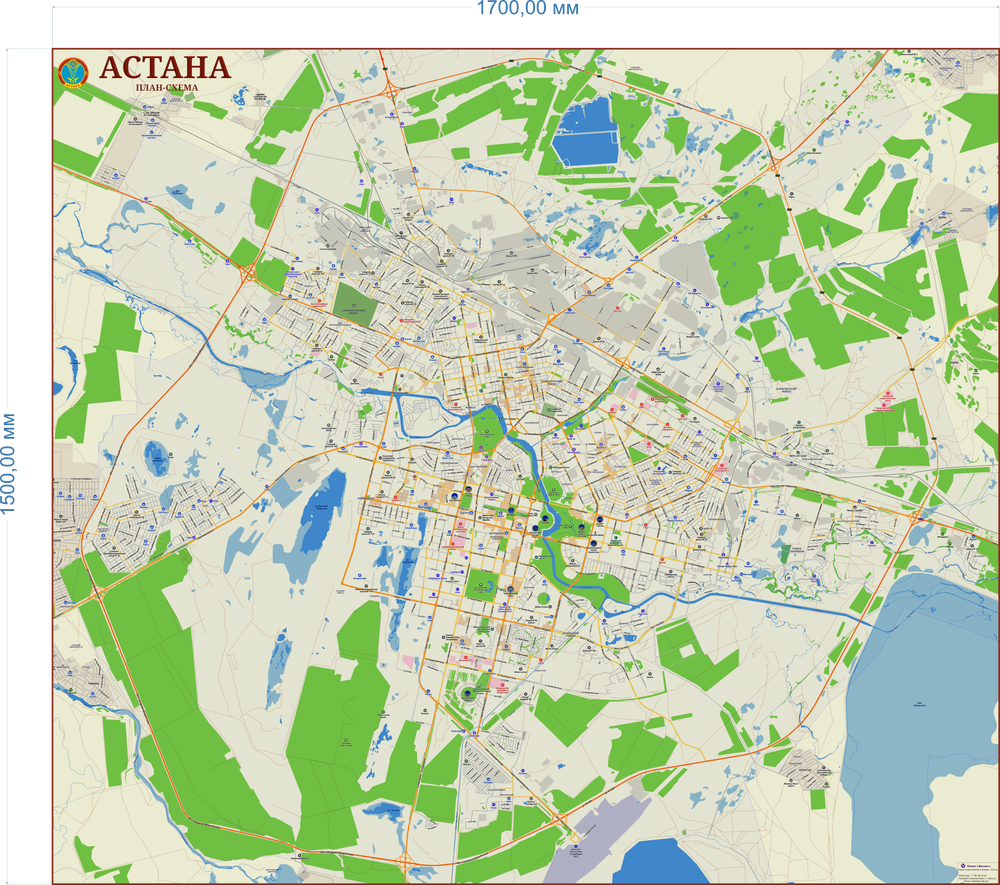 План-схема г. Астана 150 х 170 см подготовлена 20.02.2026 год
