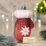 Елочная игрушка "Новогодняя варежка" 5*4*10см, красный