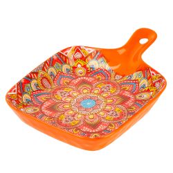 Блюдо с ручкой " " (оранжевый) 23х14,5см (min9) (транспортная упаковка)