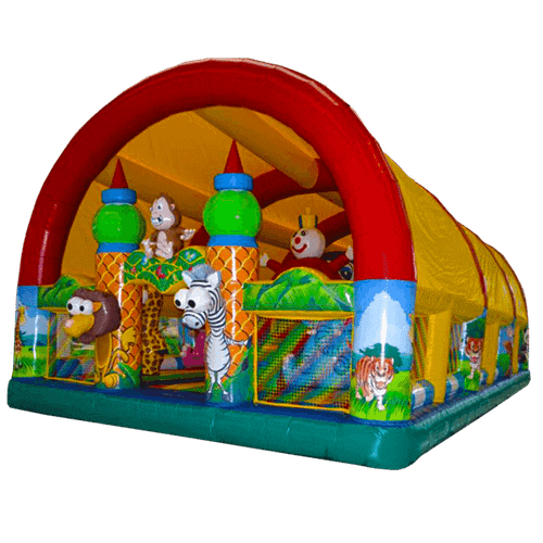 Коммерческий надувной батут "Зверята с крышей" 12*7*6 м